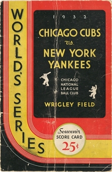 1932 World Series Game 3 New York Yankees vs Chicago Cubs Program from Babe Ruths Called Shot